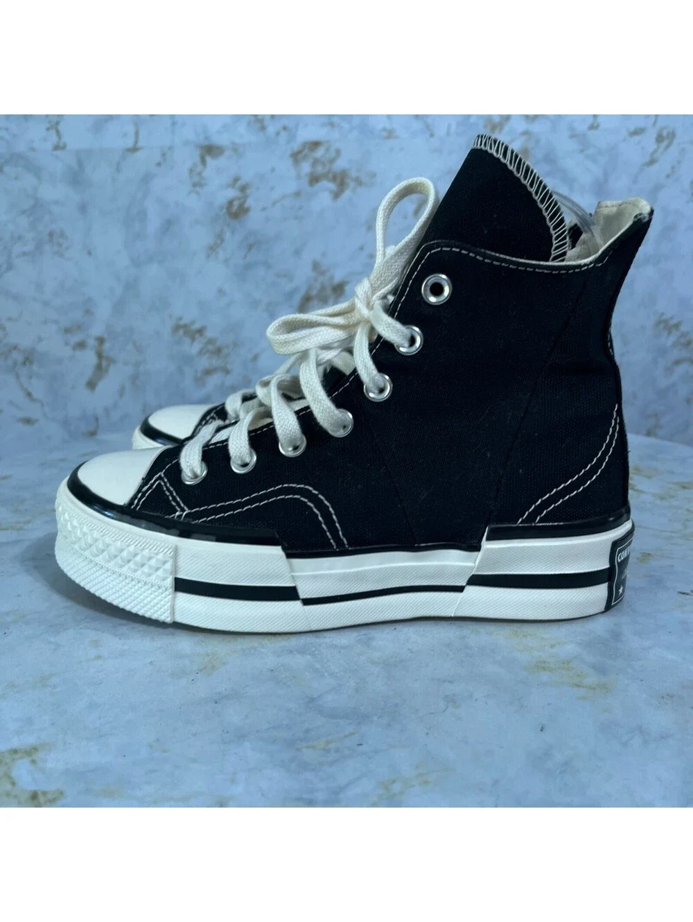 Converse Chuck 70 Plus Womens Size 5 Shoes Black White High Top Platform Sneaker